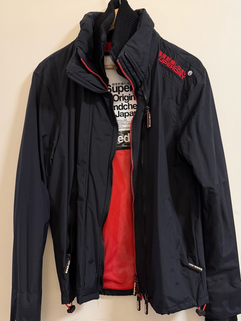 Superdry Men’s Navy Windbreaker Jacket with Red Accents